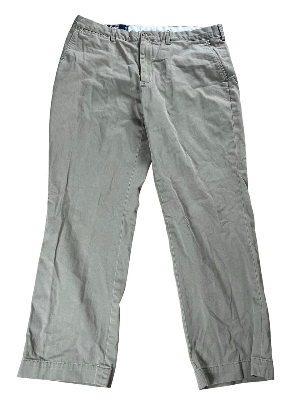 Polo Ralph Lauren Pants Mens 38x32 Beige Chino Classic Straight Cotton Pleated